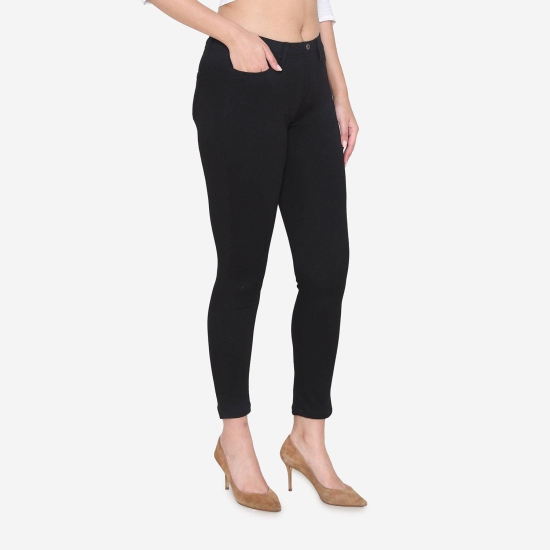 Women's Cotton Stretchable Jeggings - Black Black XXL