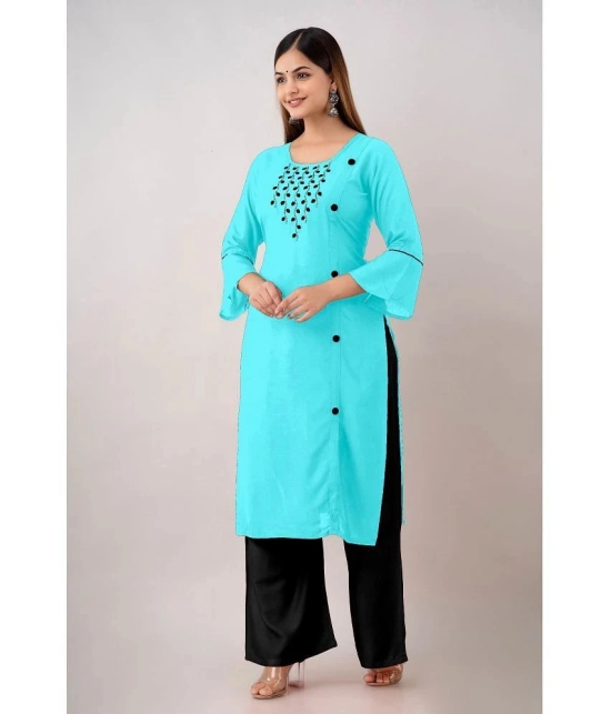 Kapadia - Light Blue Rayon Womens Straight Kurti ( Pack of 1 ) - None