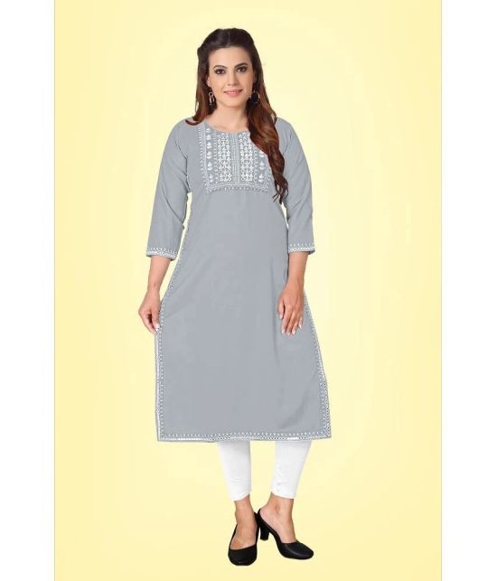 Kapadia - Grey Rayon Womens Straight Kurti ( Pack of 1 ) - None