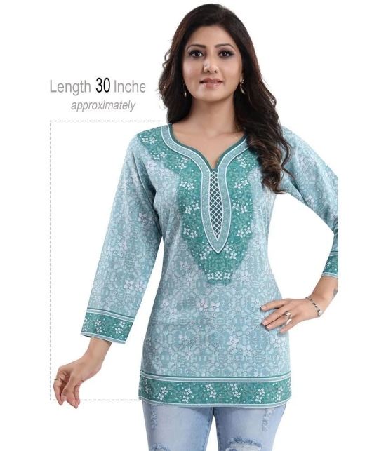 Meher Impex - Turquoise Crepe Womens Straight Kurti ( Pack of 1 ) - L