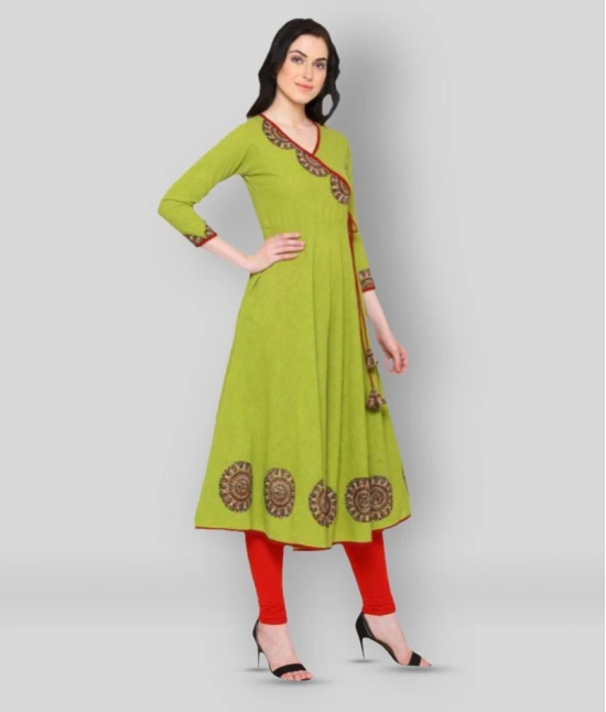 Yash Gallery - Green Cotton Blend Womens Angrakha Kurti - XXL