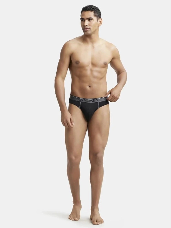 Jockey 8044 Men Super Combed Cotton Rib Solid Brief with Ultrasoft Waistband - Black - None