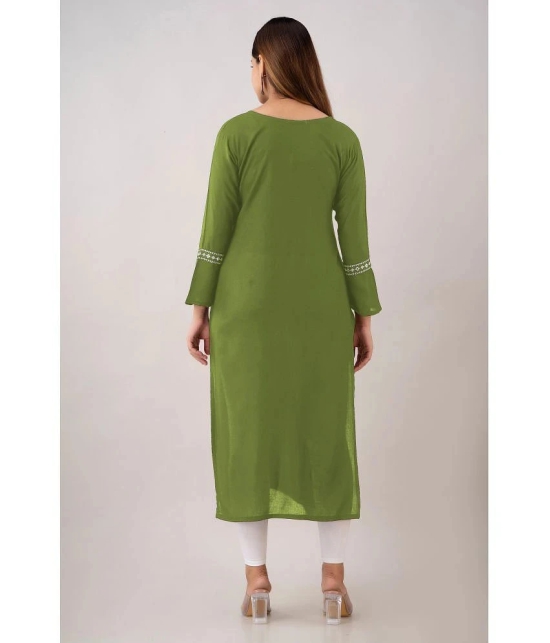 Kapadia - Green Rayon Womens Straight Kurti ( Pack of 1 ) - None