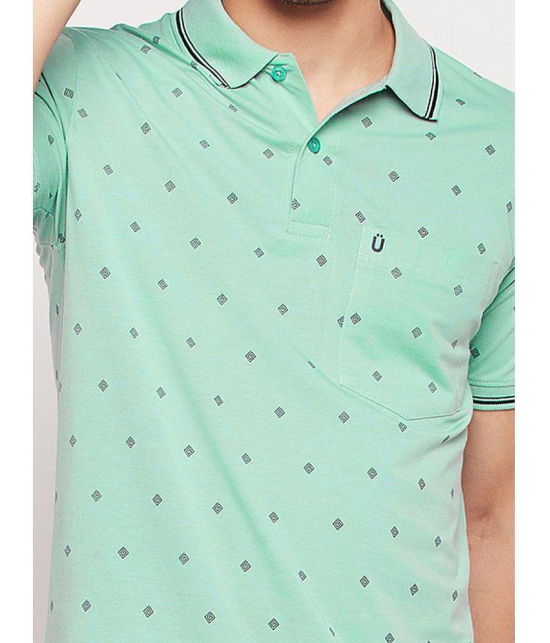 UNIBERRY Cotton Blend Regular Fit Printed Half Sleeves Mens Polo T Shirt - Mint Green ( Pack of 1 ) - None