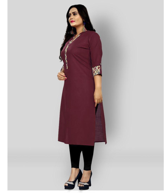 Rangrasiya - Maroon Cotton Blend Women''s Front Slit Kurti ( Pack of 1 ) - 6XL