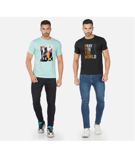 CHOZI Cotton Blend Regular Fit Printed Half Sleeves Mens T-Shirt - Multicolor ( Pack of 2 ) - None