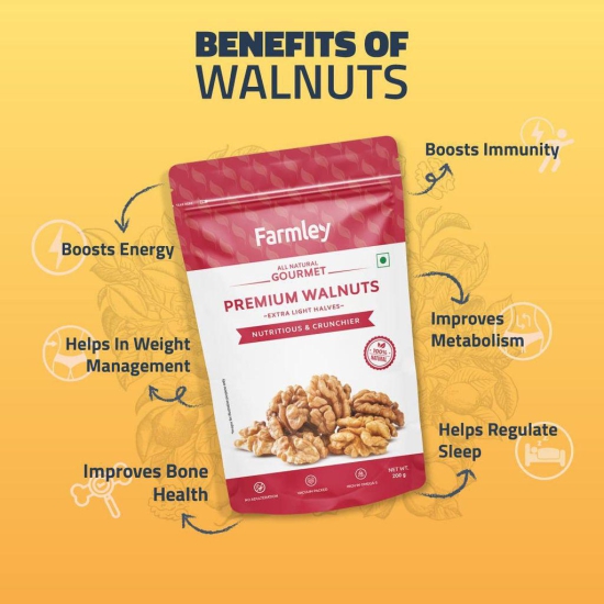 Farmley Premium California Walnut Kernel | 4 x 200 g | Walnuts Without Shell, Akhrot, Dry Fruits, Natural Akhrot Giri, Rich in Proteins & Antioxidants (Pack Of 4)