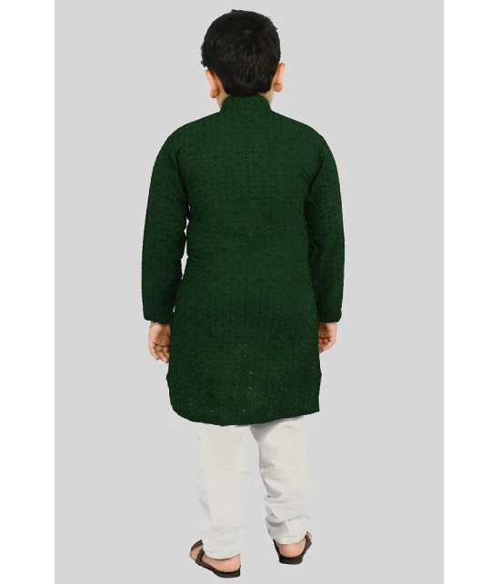 J D Creation Green Chanderi Boys Kurta Sets ( Pack of 1 ) - None