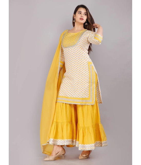 JC4U - Yellow Straight Cotton Womens Stitched Salwar Suit ( Pack of 1 ) - None