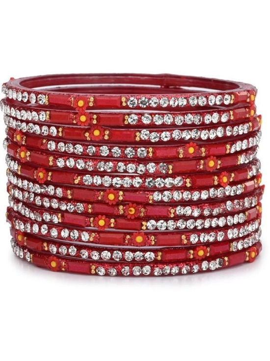 Somil Red Bangle Set ( Pack of 12 ) - None