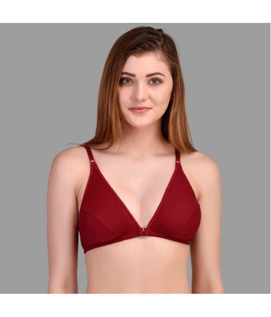 Zourt - Maroon Cotton Non Padded Women''s T-Shirt Bra ( Pack of 1 ) - None