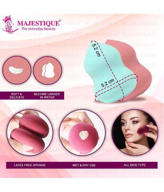 Majestique 2Pcs Foundation Beauty Blender Makeup Sponge, Hour Galls Shape (Multicolor)