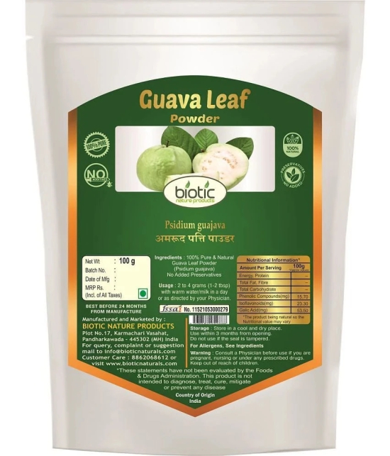 Biotic Guava Leaf Powder - Amrud Powder - Guava Powder 200 gm