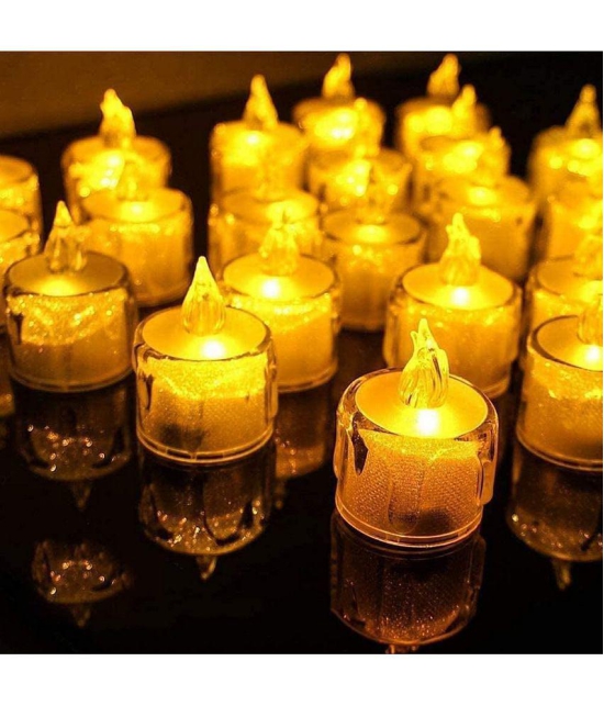 TINUMS - Off White LED Tea Light Candle 5 cm ( Pack of 3 )