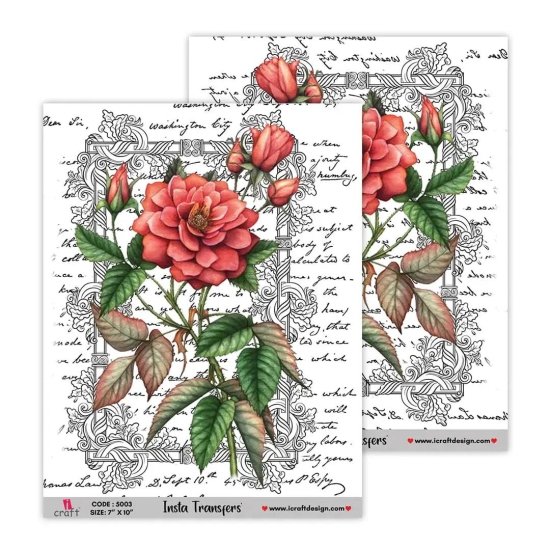 iCraft Insta Transfer Sheets Red Rose - 7X10 - IT 5003