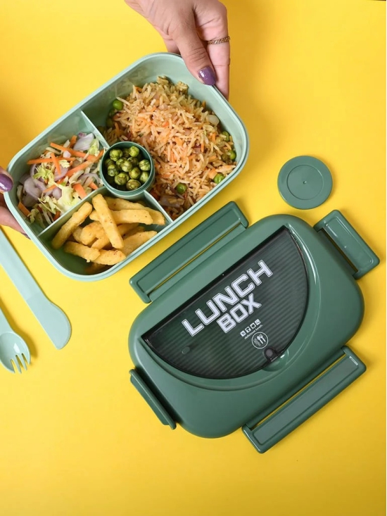 Fresh Green Lunch Set: 1 Spoon, 1 Fork & 1 Box