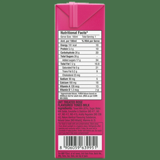 Epigamia Milk Shake - Rose, 180 ml