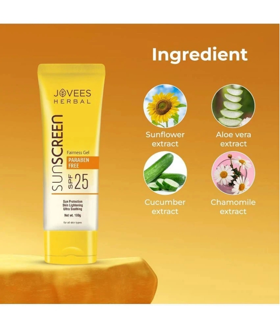 Jovees Herbal Fairness Gel Sunscreen SPF 25|Oily & Combination Skin 100g (Pack of 2)