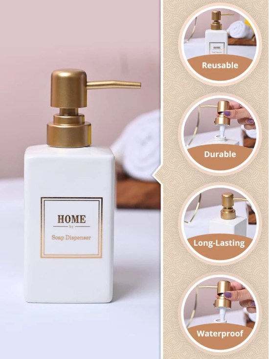 Luxe White & Gold Ceramic Soap Dispenser