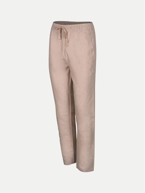 Men Beige Solid Remi Cotton Chinos Trousers