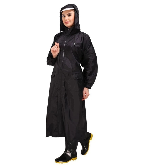 Goodluck Nylon Long Raincoat - Black - XL