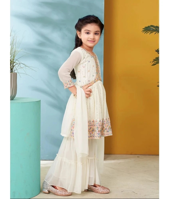 Aarika Cream Georgette Girls Kurta and Sharara Set ( Pack of 1 ) - None