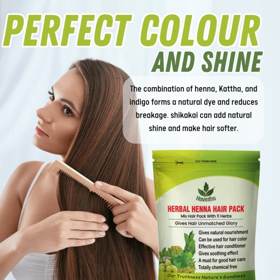 Havintha Natural Herbal Henna 11 Herbs Mix Hair Pack, Product Of Havintha, 227G