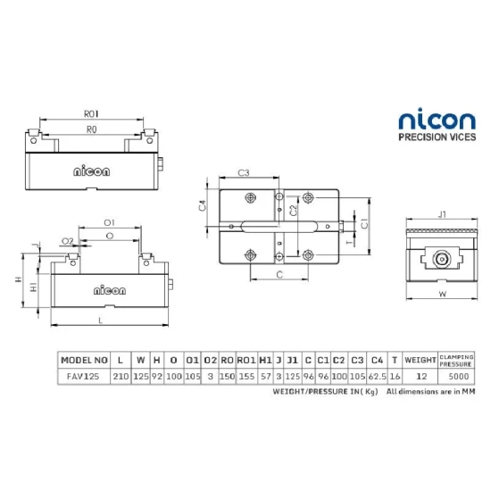 Nicon Precision Self Centring 5-Axis Machine Vice N-121-150mm