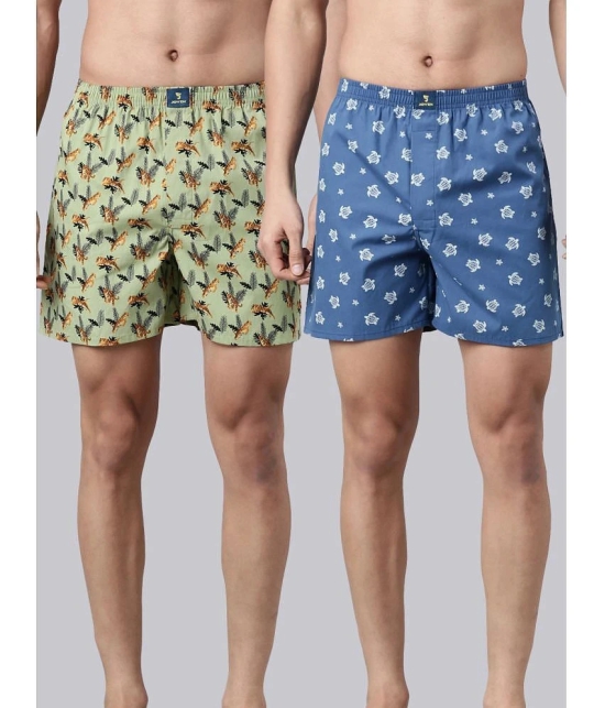 Joven Blue Cotton Mens Boxer- ( Pack of 2 ) - None