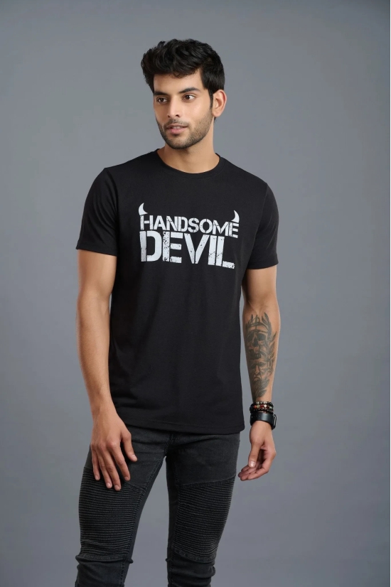 Handsome Devil Printed Black T-Shirt for Men L