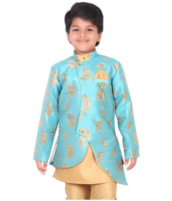 Ahhaaaa Ethnic Wear Sherwani Kurta and Pyjama Set For Kids and Boys (Sky Blue, 2-3 Years) - None