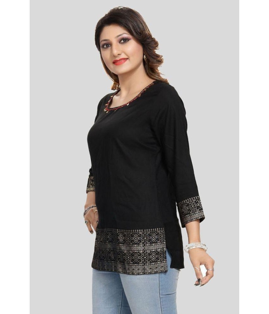 Meher Impex - Black Rayon Women''s Straight Kurti ( Pack of 1 ) - None