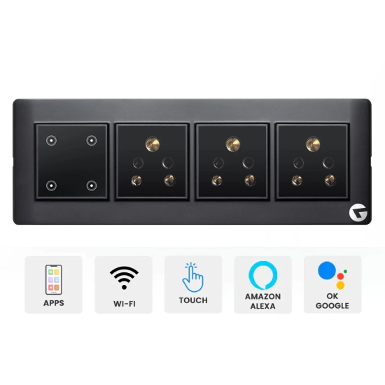 L&G 8 Modular Smart Touch Switch Board | Smart Technology and German Expertise | Compatible with Alexa, OK Google (Size: 8M Horizontal- 262 x 90 x 45 mm)-Grey / 10Amp