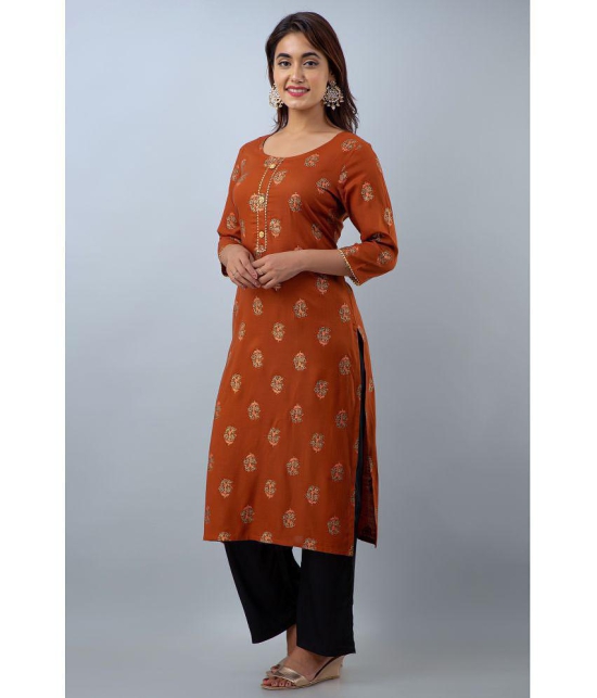 Doriya Brown Rayon Kurti With Palazzo - Stitched Suit - None