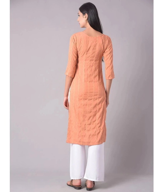 Dollar Missy Cotton Blend Embellished Straight Womens Kurti - Orange ( Pack of 1 ) - None