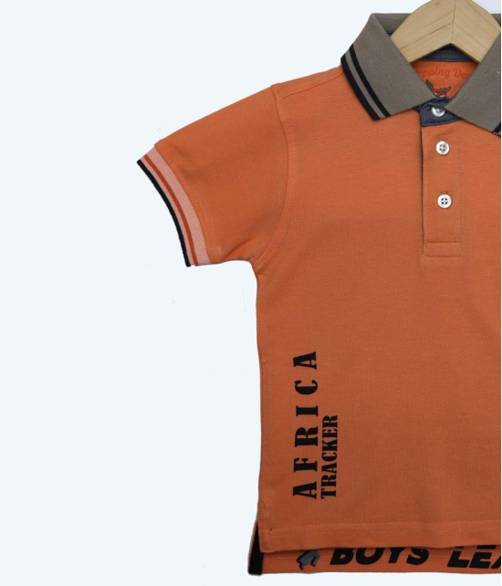Boys Neon Orange Solid Polo T-Shirt