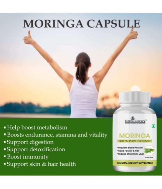 Herbs Library Moringa Extract helps in maintaing Metabolism & Digestion 60 Capsules Each (Pack of 3)