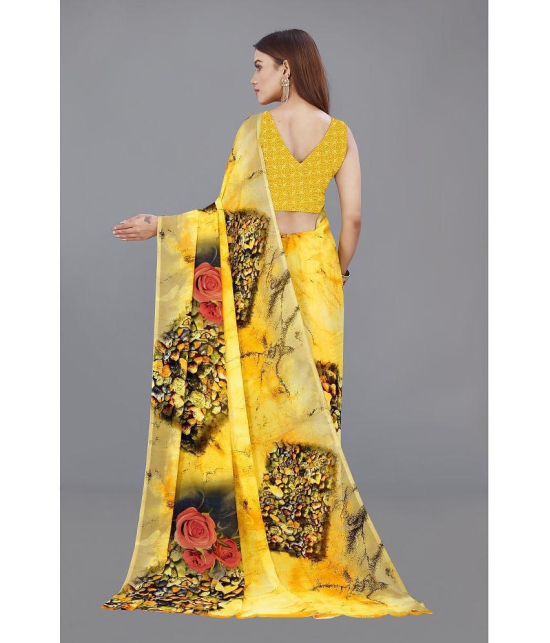 Anand Sarees - Yellow Georgette Saree With Blouse Piece ( Pack of 1 ) - Yellow