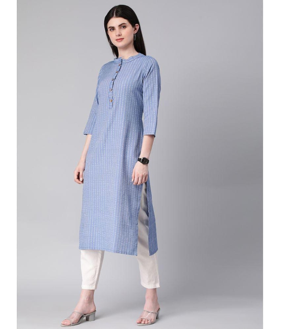 Hritika - Blue Cotton Blend Women's Straight Kurti ( Pack of 1 ) - None