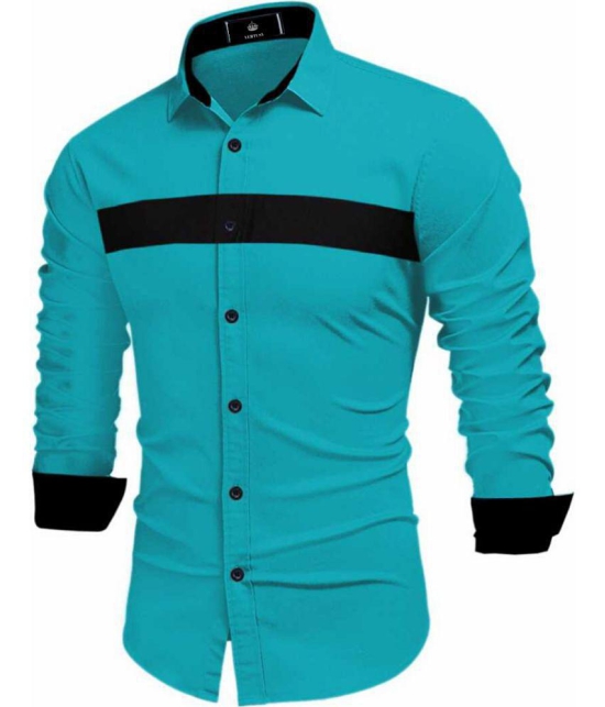 VERTUSY - Cotton Blend Regular Fit Turquoise Men's Casual Shirt ( Pack of 1 ) - None