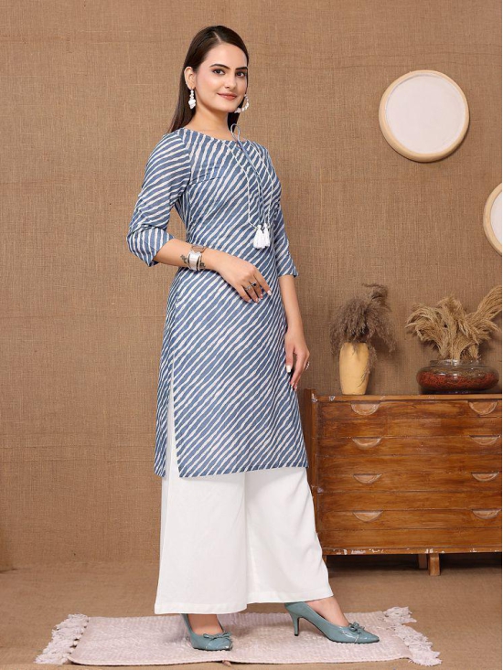 Rangita Women Cotton Light Grey Printed Knee Length Straight Kurti - None