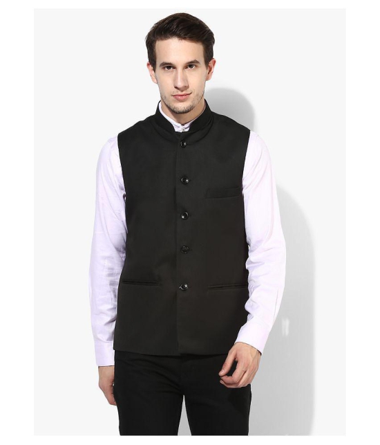 Hangup Black Cotton Blend Nehru Jacket - None