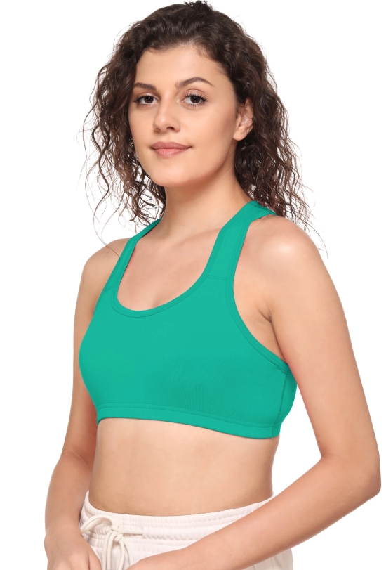 Sona Women Everyday Full Coverage Non padded Plus Size Stylish Racer back Sports Bra 012-Green-XL / GREEN / Cotton