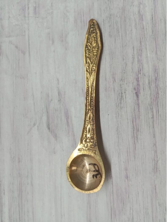 VRINDA METAL ART Achmani Embossed  For Puja  Spoon