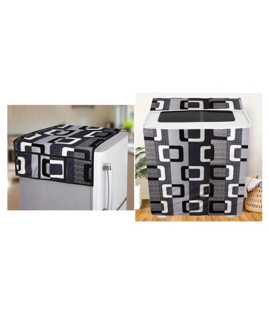 E-Retailer Set of 2 Polyester Black Washing Machine Cover for Universal Semi-Automatic - Black