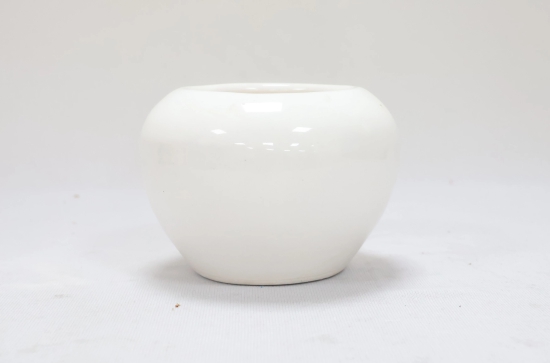 Khurja Pottery Indoor Pot Apple Shape White Colour Small Size 3 Inches