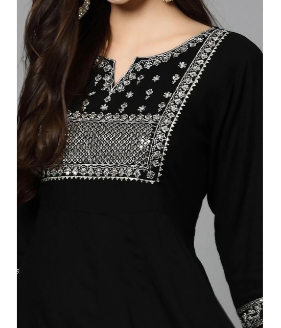 Stylum Rayon Embroidered Anarkali Womens Kurti with Dupatta - Black ( Pack of 1 ) - None