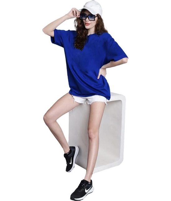 Leotude Blue Cotton Blend Oversized Womens T-Shirt ( Pack of 1 ) - None