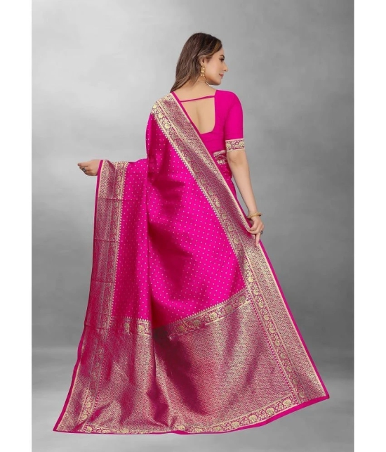 Gazal Fashions Banarasi Silk Embellished Saree With Blouse Piece - Pink ( Pack of 1 ) - Pink