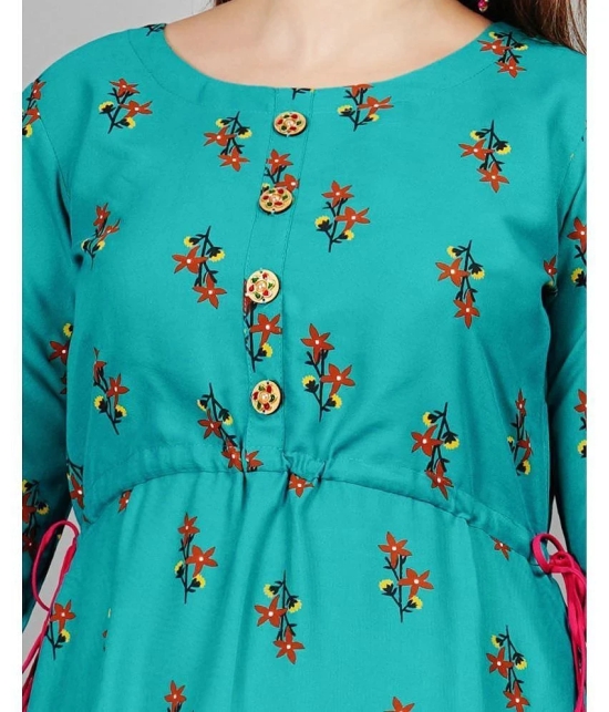 NUPITAL - Turquoise Rayon Womens Anarkali Kurti ( Pack of 1 ) - None